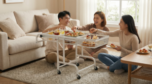 3 Tier Rolling Storage Cart Living Room Party Storage Scene