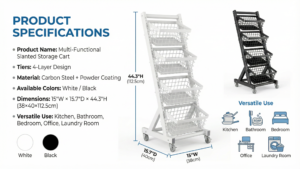 4 Tier Rolling Storage Cart Product Specifications