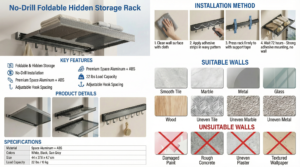 Foldable Wall Mounted Storage Rack Product Details