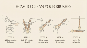 4 in 1 Makeup Brush Step by Step Cleaning Guide