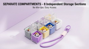 7 Day Portable Pill Organizer Individual Compartments