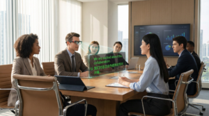 AI Smart Glasses Meeting Conference Scene