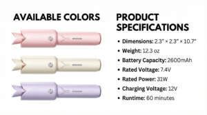 Cordless Automatic Curling Iron Product Specifications