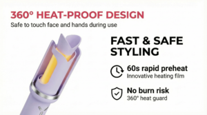 Cordless Automatic Curling Iron Safe Heat Resistant Design