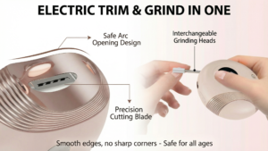 Electric Nail Clipper Trim Grind 2 in 1 Function