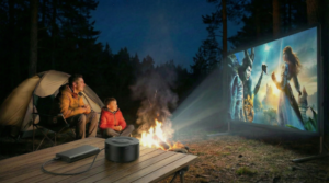 Mini Portable Projector Outdoor Camping Scene