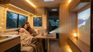 Mini Portable Projector RV Travel Scene