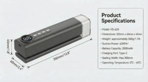 Multi Functional Vacuum Sealer Product Specifications Chart