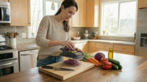 Multi Functional Vegetable Chopper Homemade Salad Making Scene