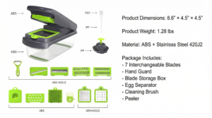 Multi Functional Vegetable Chopper Product Specifications Chart