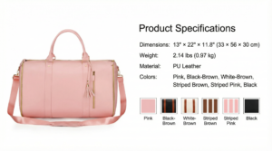 Multifunctional Travel Duffel Bag Product Specifications