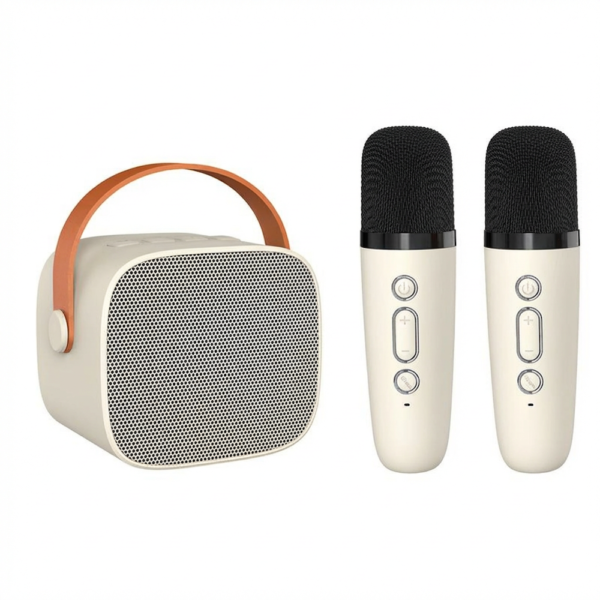 Portable Bluetooth Karaoke Speaker Set - Ivory White Portable Bluetooth Karaoke Speaker Set