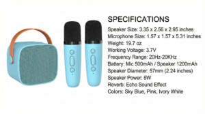 Portable Bluetooth Karaoke Speaker Set Product Specifications