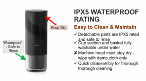 Portable Coffee Maker IPX5 Waterproof Rating
