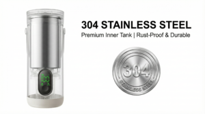 Portable Cordless Electric Water Cup 304 Stainless Steel Inner Tank