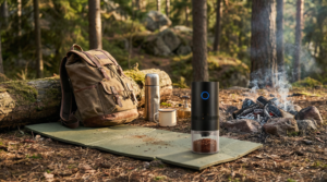 Portable Electric Coffee Grinder Camping Usage Scene