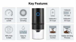 Portable Electric Coffee Grinder Key Selling Features