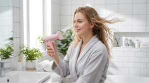 Portable Hair Dryer Bathroom Usage Scene