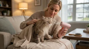 Portable Hair Dryer Pet Grooming Scene