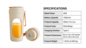 Portable Juicer Cup Product Specifications