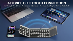 Tri Fold Wireless Touch Keyboard Tri Device Multi Connection